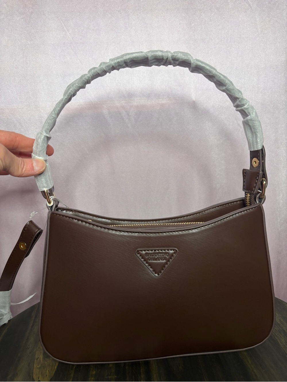 Valentino Orlandi Dark Brown Leather Shoulder Bag